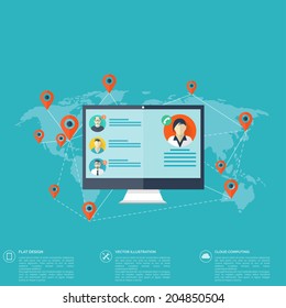 Notebook, computer icon. Social media, network concept. Global communication.