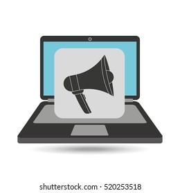 notebook computer megaphone speaker icon vector illustration eps 10