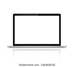 Notebook computer or monitor isolated on background. Vector mockup