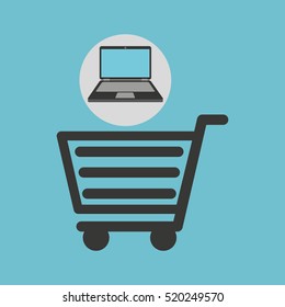 notebook computer shopping cart market vector illustration eps 10