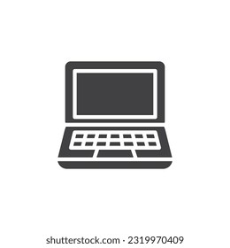 Notebook computer vector icon. filled flat sign for mobile concept and web design. Laptop computer glyph icon. Symbol, logo illustration. Vector graphics