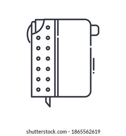 Notebook concept icon, linear isolated illustration, thin line vector, web design sign, outline concept symbol with editable stroke on white background.