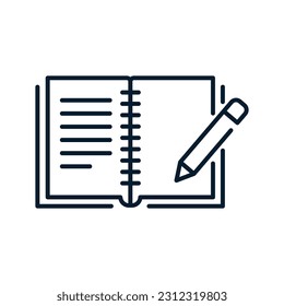 Notebook concept. Vector icon isolated on white background.