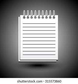 Notebook, copybook, exercise book with ruled, lined page.