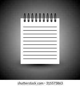 Notebook, copybook, exercise book with ruled, lined page.