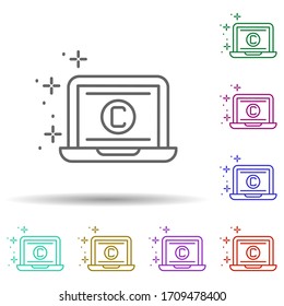 Icono de multicolor de escritura de copias para portátiles. Línea delgada simple, contorno vectorial de iconos de escritura de copias para ui y ux, sitio web o aplicación móvil