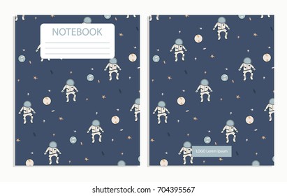 Notebook with cosmonaut pattern