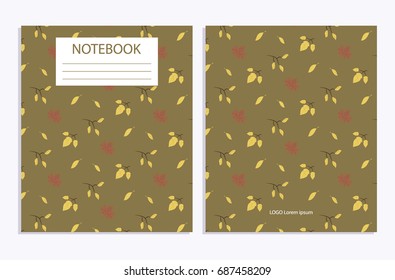 Notebook cover with autumn pattern on green