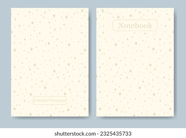 Notebook cover with beige stars on neutral background.