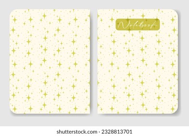 Notebook cover with bright stars on beige background