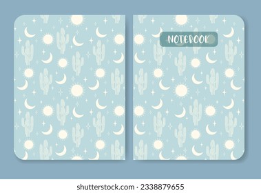Notebook cover with cactus on desert pattern