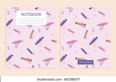 Notebook cover with candy pattern on pink background