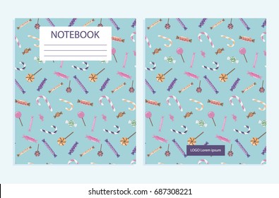 Notebook cover with candy pattern on pink background