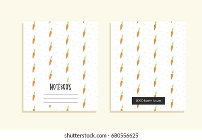 Notebook cover with carrots colorful pattern