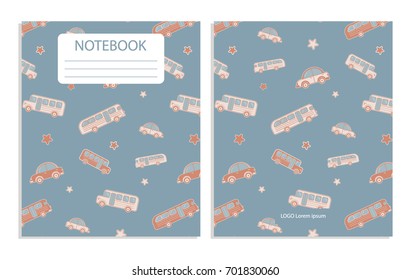 Notebook cover with cars pattern 