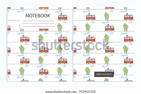 Notebook cover with
colorful cute car
pattern