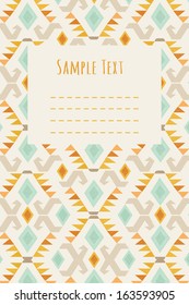 Notebook cover with colorful ethnic geometric pattern. 