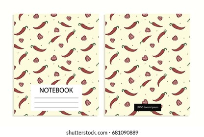 Notebook cover with colorful pepper pattern