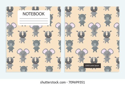 Notebook cover with cute animal pattern