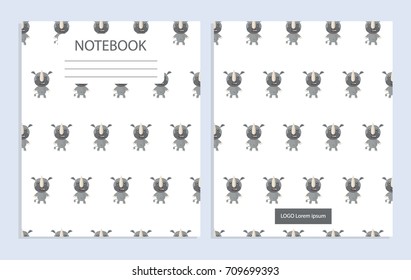 Notebook cover with cute animal pattern