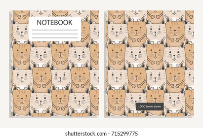 Notebook cover with cute cats pattern