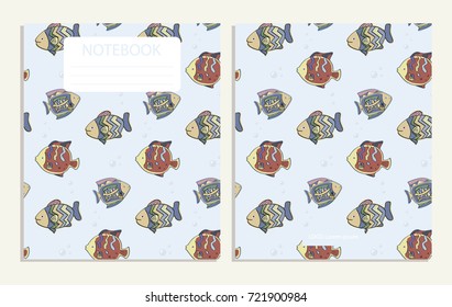 Notebook cover with cute fish pattern