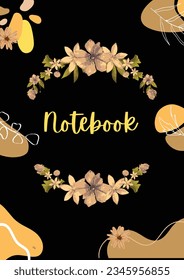Notebook Cover Design in Black Background Vector Art