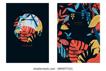 Notebook cover design with floral pattern. Size A4. Vectro flat geometric illustration.