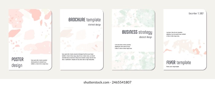 Notebook cover design. Terrazzo abstract background made of natural stones, granite, quartz and marble. Venetian terrazzo texture notebook cover template.