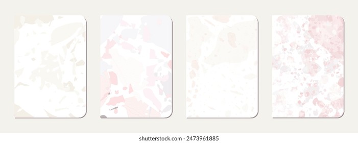 Notebook cover design. Terrazzo abstract background made of natural stones, granite, quartz and marble. Venetian terrazzo texture notebook cover template.