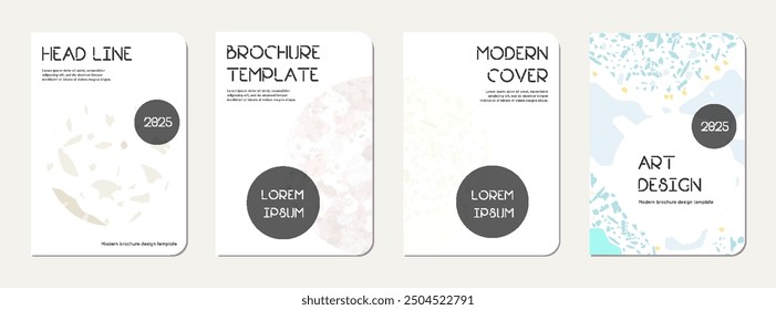 Notebook cover design. Terrazzo abstract background made of natural stones, granite, quartz and marble. Venetian terrazzo texture notebook cover template.
