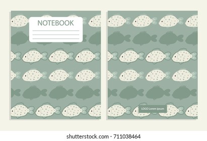 Notebook cover with fish colorful pattern