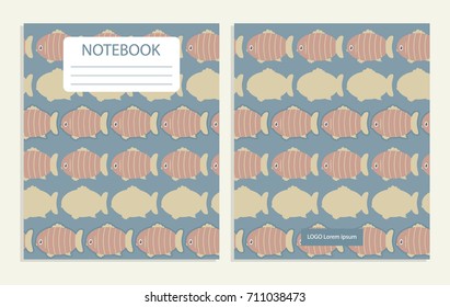 Notebook cover with fish colorful pattern