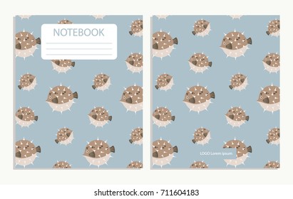 Notebook cover with fish colorful pattern
