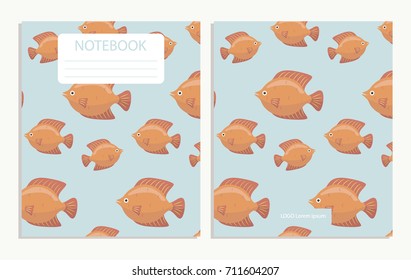 Notebook cover with fish colorful pattern