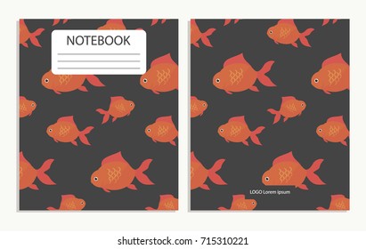 Notebook cover with fish colorful pattern
