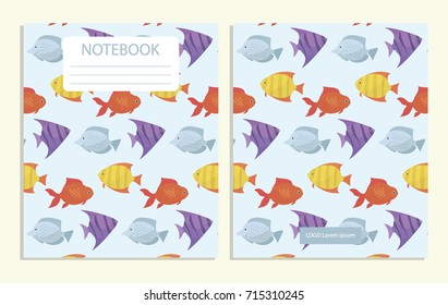 Notebook cover with fish colorful pattern