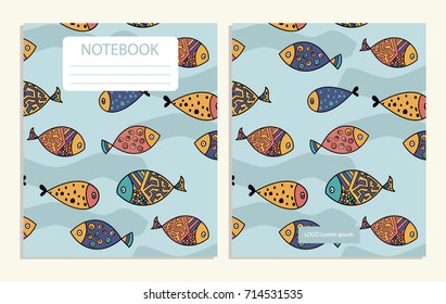 Notebook cover with fish pattern