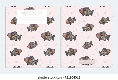 Notebook cover with fish pattern