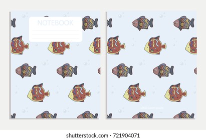Notebook cover with fish pattern