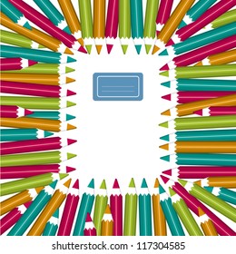 Notebook cover frame from colorful pencils Arrangement Vector