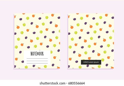 Notebook cover with fruits colorful pattern
