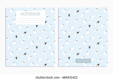 Notebook cover with ghost Halloween pattern