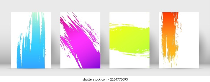 Notebook cover grunge ink colorful summer set. Bright minimal background screen cafe bar juicy saver expensive wide brushed stain paper print place ads txt sign postcard modern on white paper template