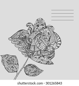 Notebook Cover with hand-drawn Doodle Flower and Lines for Text. Vector Illustration