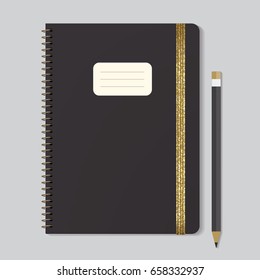 NOTEBOOK COVER MOCK UP. Back to school. Vector illustration file