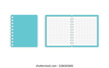Notebook-Abdeckung und offene Seiten auf schachbrettem Muster auf weißem Hintergrund für Design