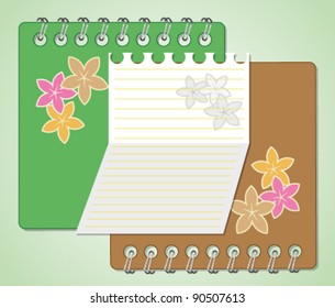 Notebook cover and paper sheet by illustration.
