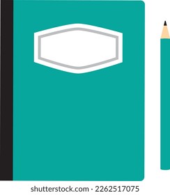 Notebook cover with pencil icon vector illustration.