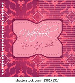 notebook cover with pink ornamental background